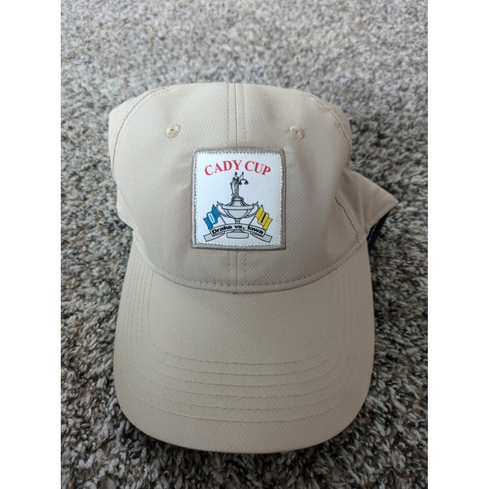 Cady Cup Drake Vs. Iowa Golf Hat Tan Brown Ahead Performance Strap back Hat